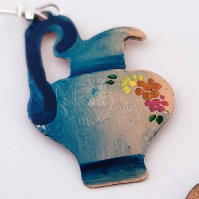 Mexican Decorated Copper Jarritos Earrings