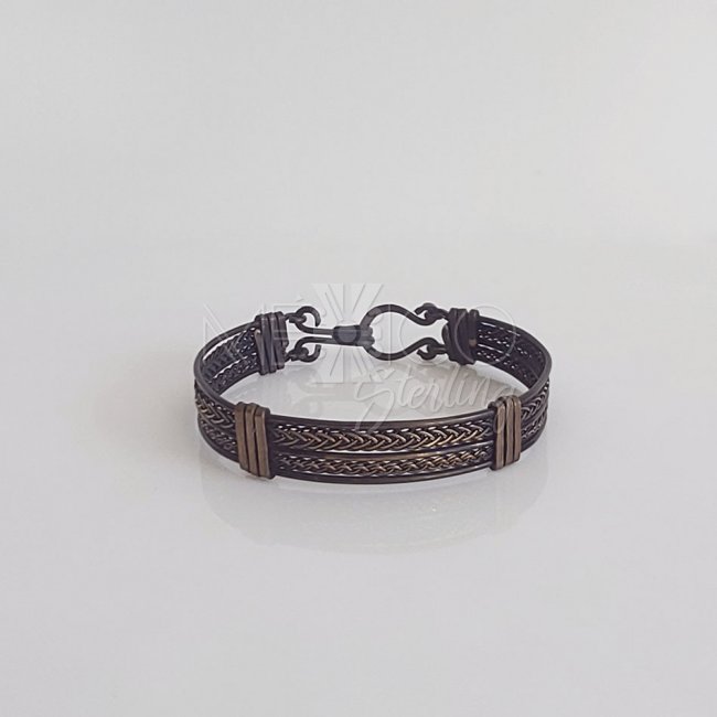 Rustic Oxidized Brass Braided Cuff