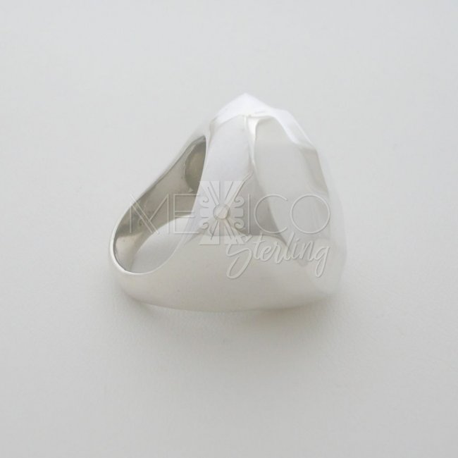 Modern Taxco Sterling Silver Faceted Ring