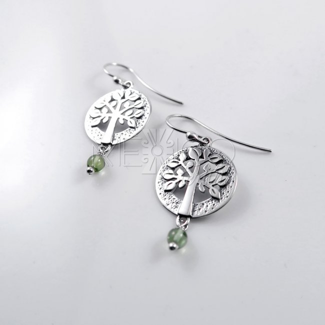 Designer Silver Celtic tree Peridot Earrings
