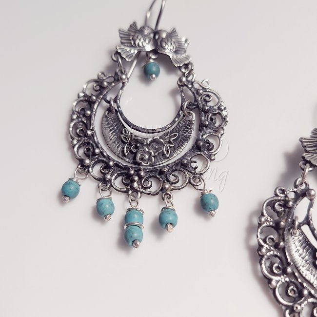 Silver Turquoise Feminine Earringss
