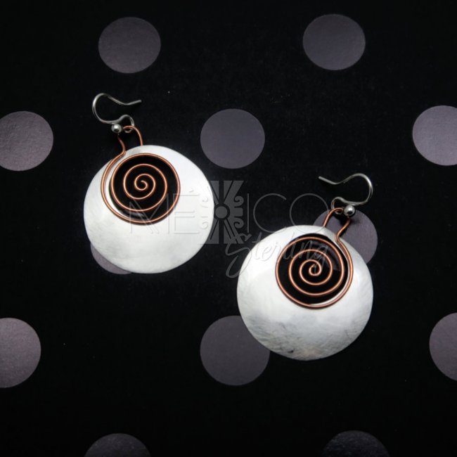 Silver Copper Happy Spirals Earrings