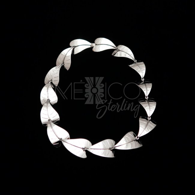 Taxco Silver Fairy Leaves Necklace