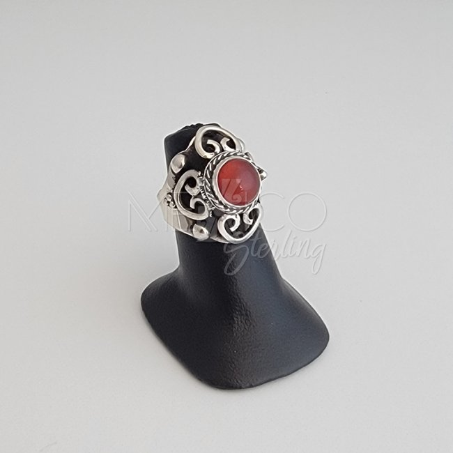Adjustable Silver and Carnelian Poison Ring