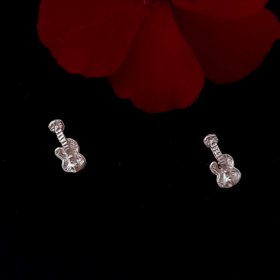 Cute Sterling Silver Miniature Guitar Studs