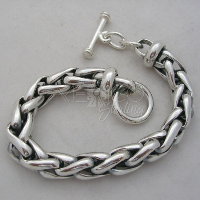 Solid Taxco Silver Braided Bracelet - Click Image to Close