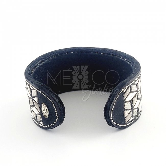 Cubism Dream Taxco Silver-Leather Cuff