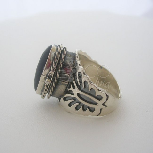 Unisex Sterling Silver Poison Ring, Hopi Style