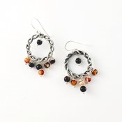 Delicate Silver Stones Beads Braided Hoops