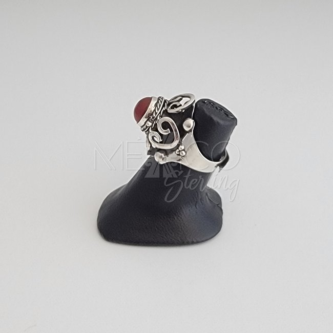 Adjustable Silver and Carnelian Poison Ring