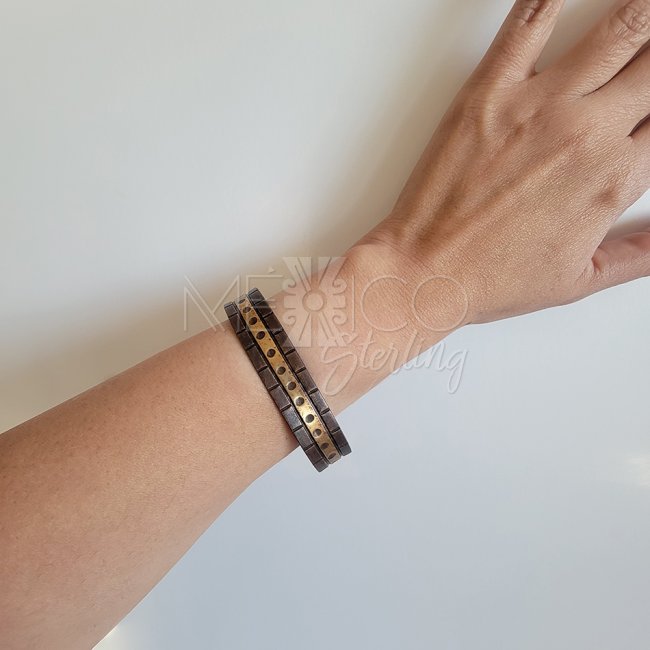 Oxidized Brass and Copper Cuff Bracelet