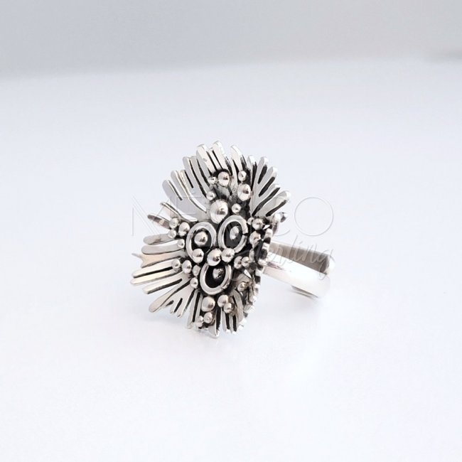 Abstract Art in Adjustable Silver Ring