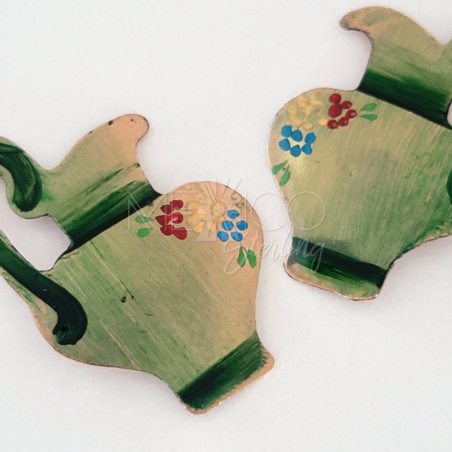 Mexican Decorated Copper Jarritos Earrings