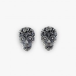 Taxco Silver Decorated Skulls Earrings