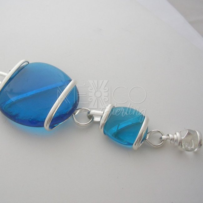 Silver Plated Pendant Colorful Glass Beads