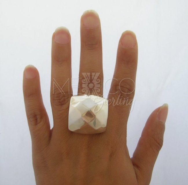 Geometric Taxco Sterling Silver Ring - Click Image to Close