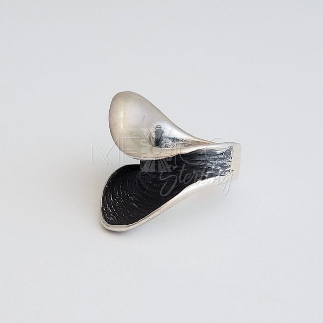 Oxidized Silver Sculptural Wave Ring