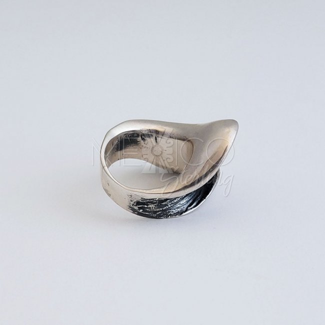 Oxidized Silver Sculptural Wave Ring