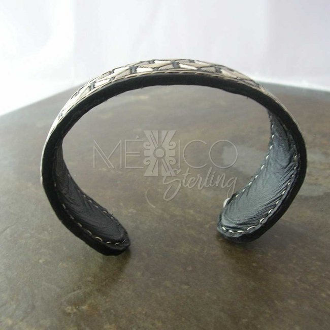 Cubism Dream Taxco Silver-Leather Cuff