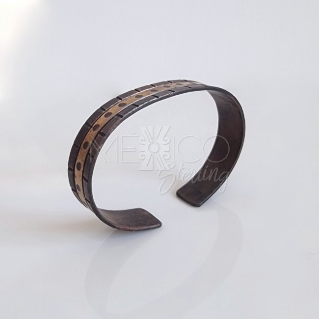 Oxidized Brass and Copper Cuff Bracelet