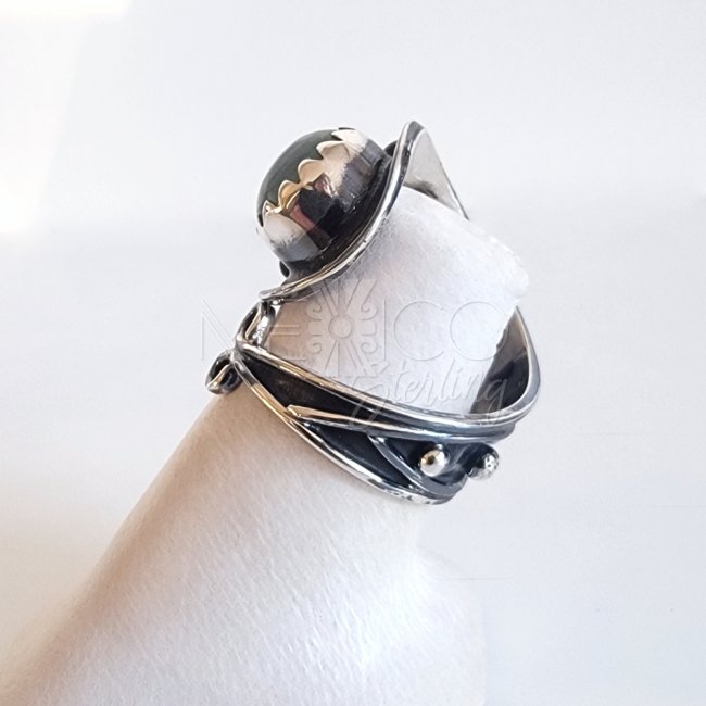 Oxidized Silver Peridot Mermaid Ring