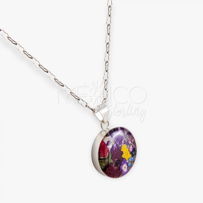 Lovely Silver and Still Life Colorful Pendant