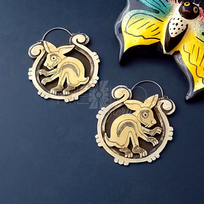 Dreams of Don Juan Brass Rabbit Earrings