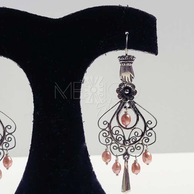 Silver Swilrls decorated Earrings