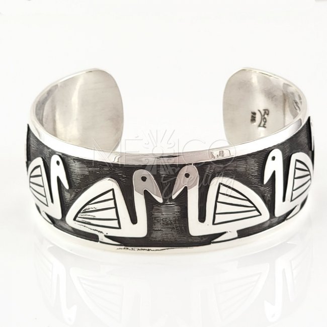 Taxco Silver Hopi Style Ducks Bracelet
