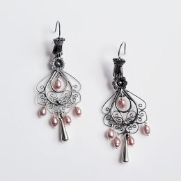 Silver Swilrls decorated Earrings
