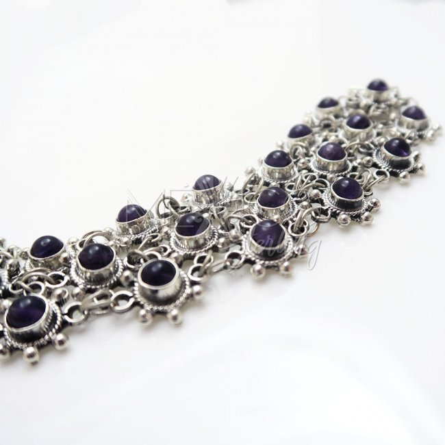 Silver Purple Rain Bracelet and Amethysts