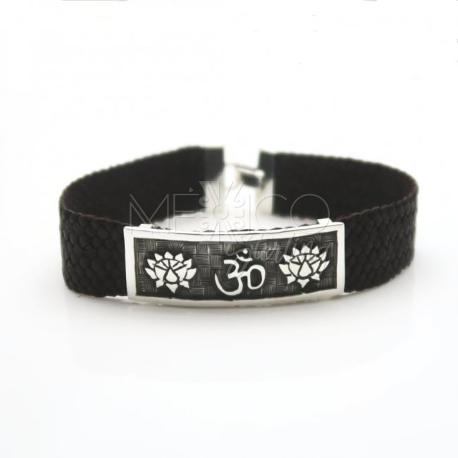 Silver and leather Tranquility Bracelet