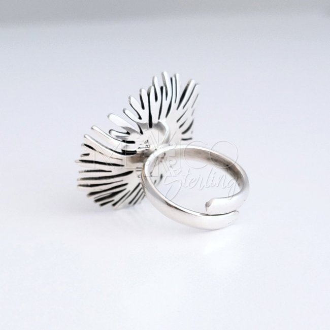 Abstract Art in Adjustable Silver Ring