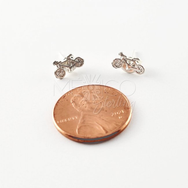 Taxco Silver Miniature Bicycle Post Earrings