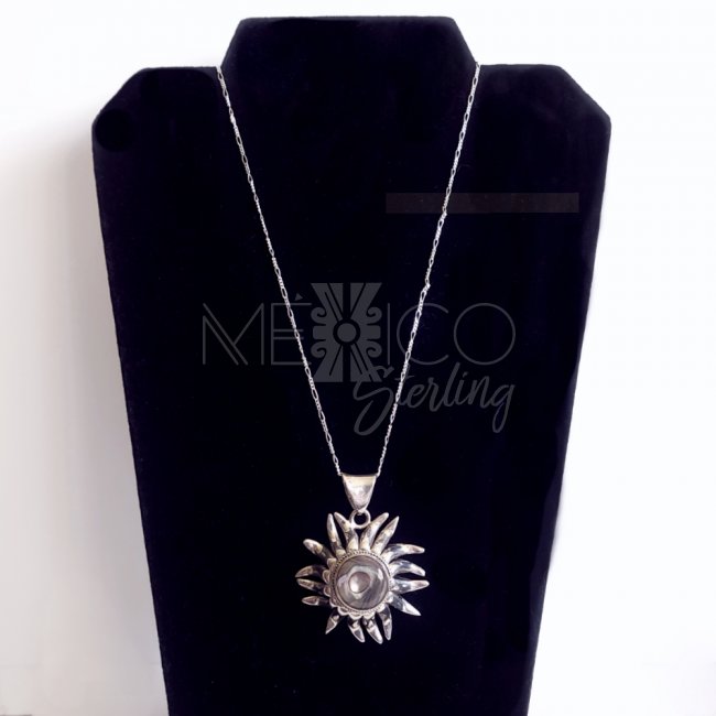 Silver and Abalone Sun Large Pendant