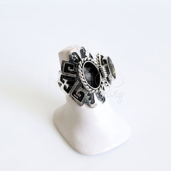 Aztec Oxidized Silver Poison Ring
