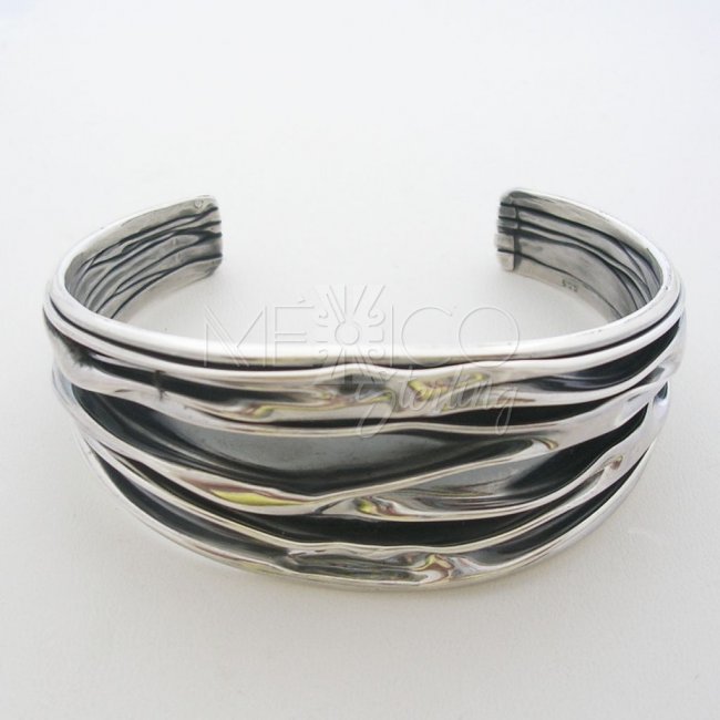 Oxidized Silver Cuff, Contemporary Design