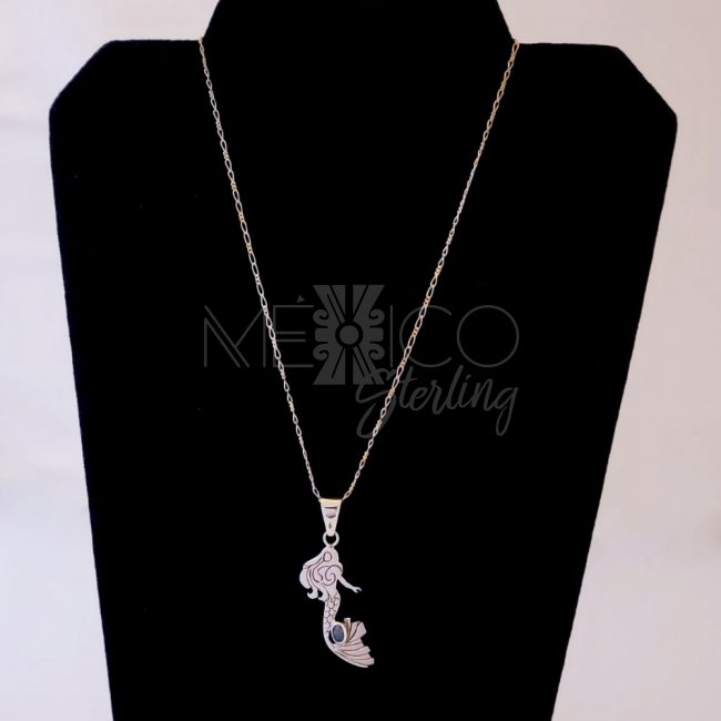 Playful Sterling Silver Mermaid Pendant