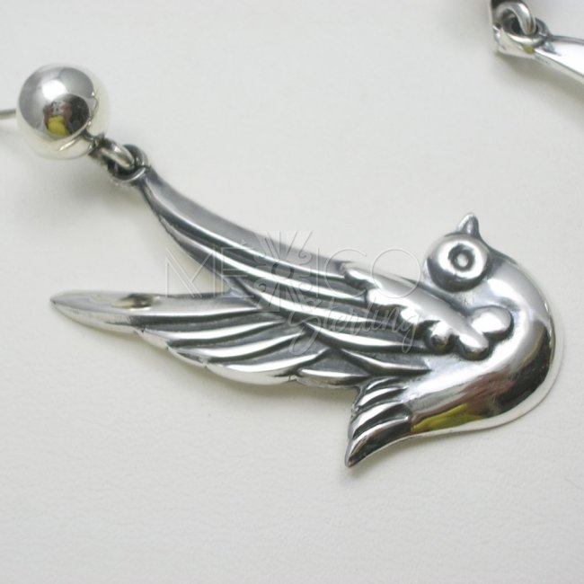 Romantic Taxco Silver Doves Earrings