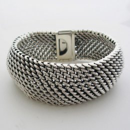 Solid Silver Tight Weave FAR FAN Style Bracelet