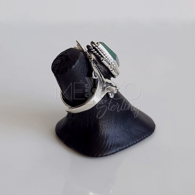 Baroque Taxco Silver Aventurine Poison Ring