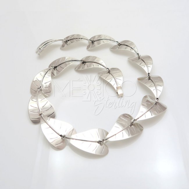 Taxco Silver Fairy Leaves Necklace