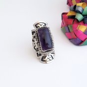 Aztec Beauty Silver Amethyst Poison Ring