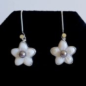 Silver and Mother of Pearl Flower Earrings