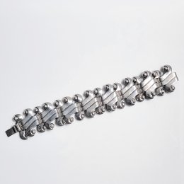 Vintage Mexican Silver Ethnic Borders Bracelet
