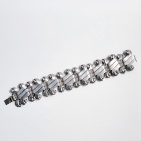 Vintage Mexican Silver Ethnic Borders Bracelet