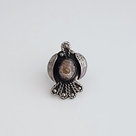 Mexican Opal and Silver Vintage Eagle Ring