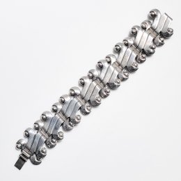 Vintage Mexican Silver Ethnic Borders Bracelet