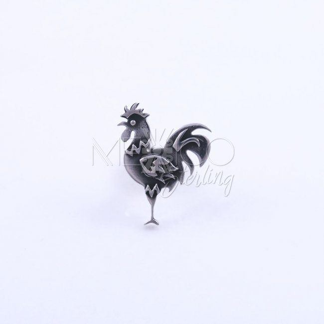 Taxco Silver Happy Singing Rooster Pin