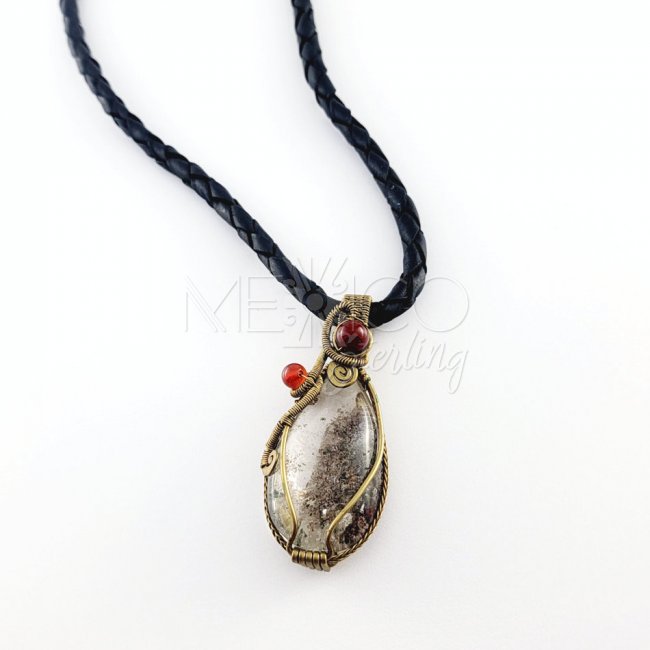 Artisan Brass and Multi Stone Pendant